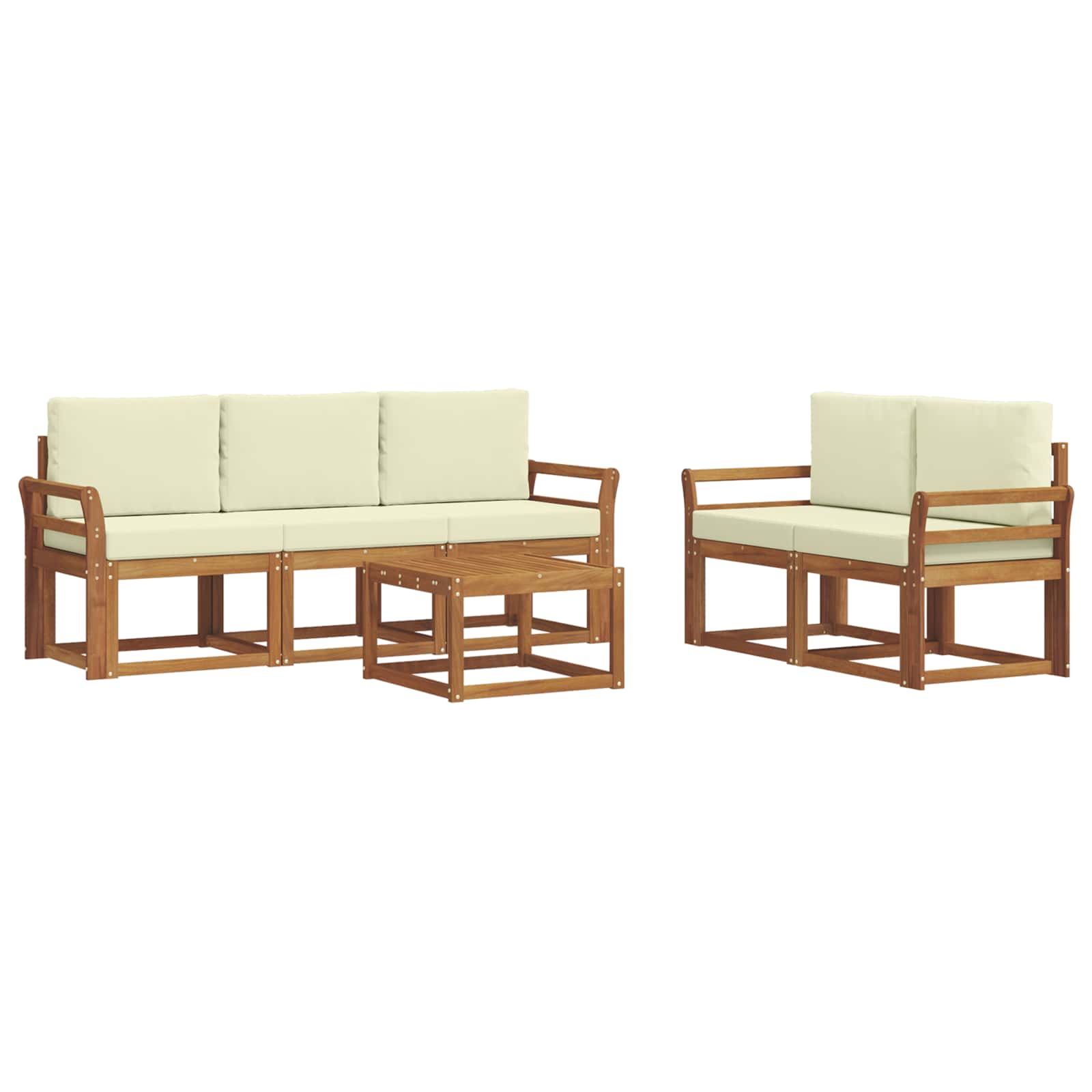 Outdoor-Sofagarnitur mit Kissen 6 pcs Natur und Creme
