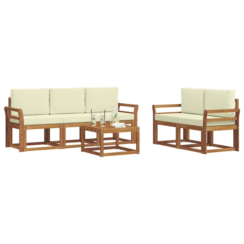Outdoor-Sofagarnitur mit Kissen 6 pcs Natur und Creme