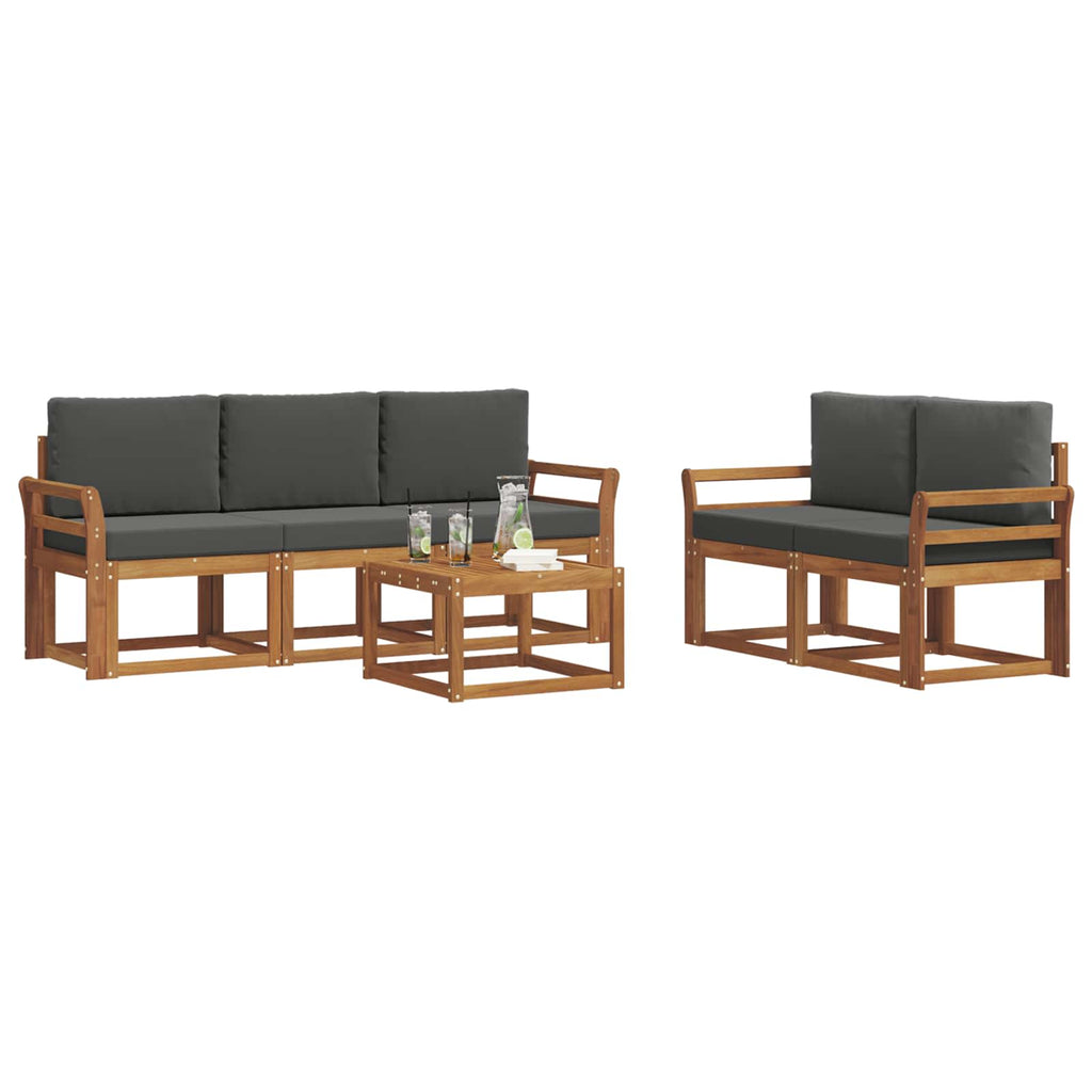 Outdoor-Sofagarnitur mit Kissen 6 pcs Natur und Anthrazit