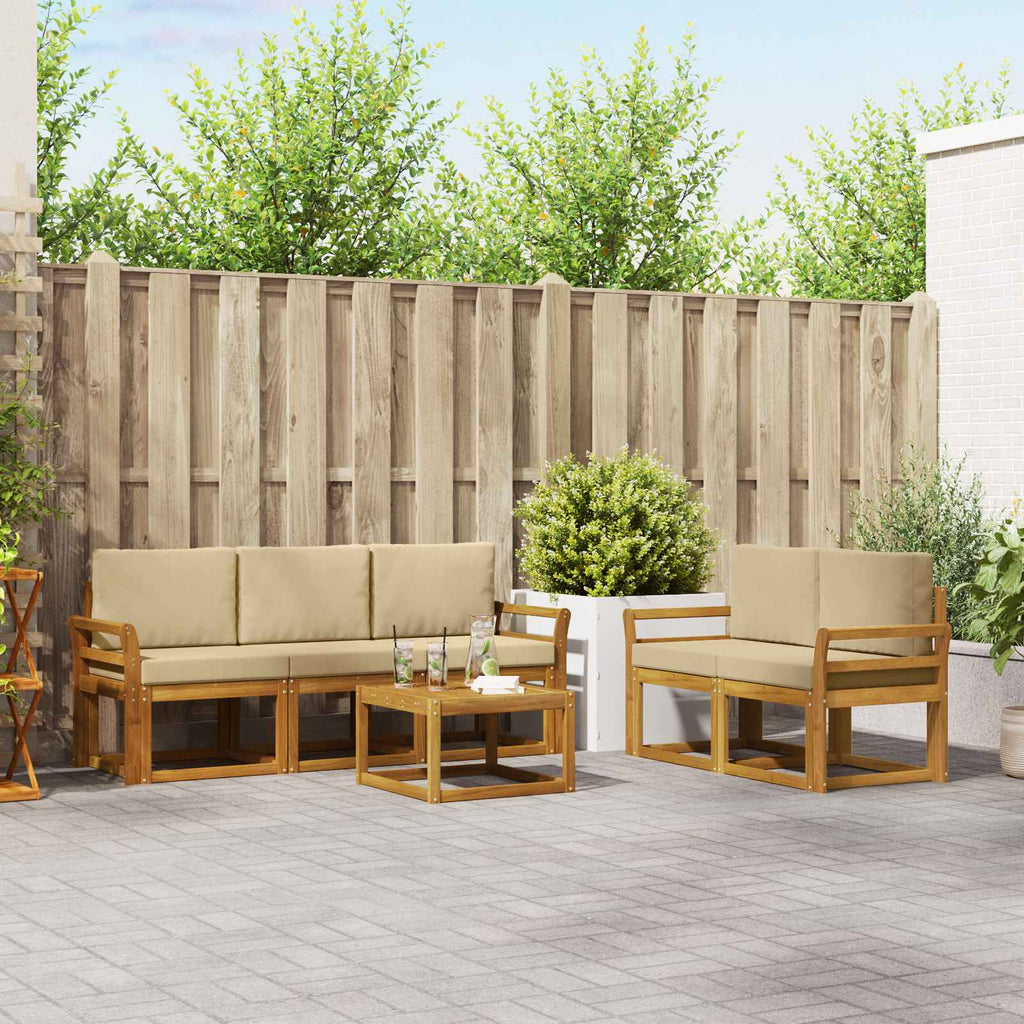 Outdoor-Sofagarnitur mit Kissen 6 pcs Natur und Beige