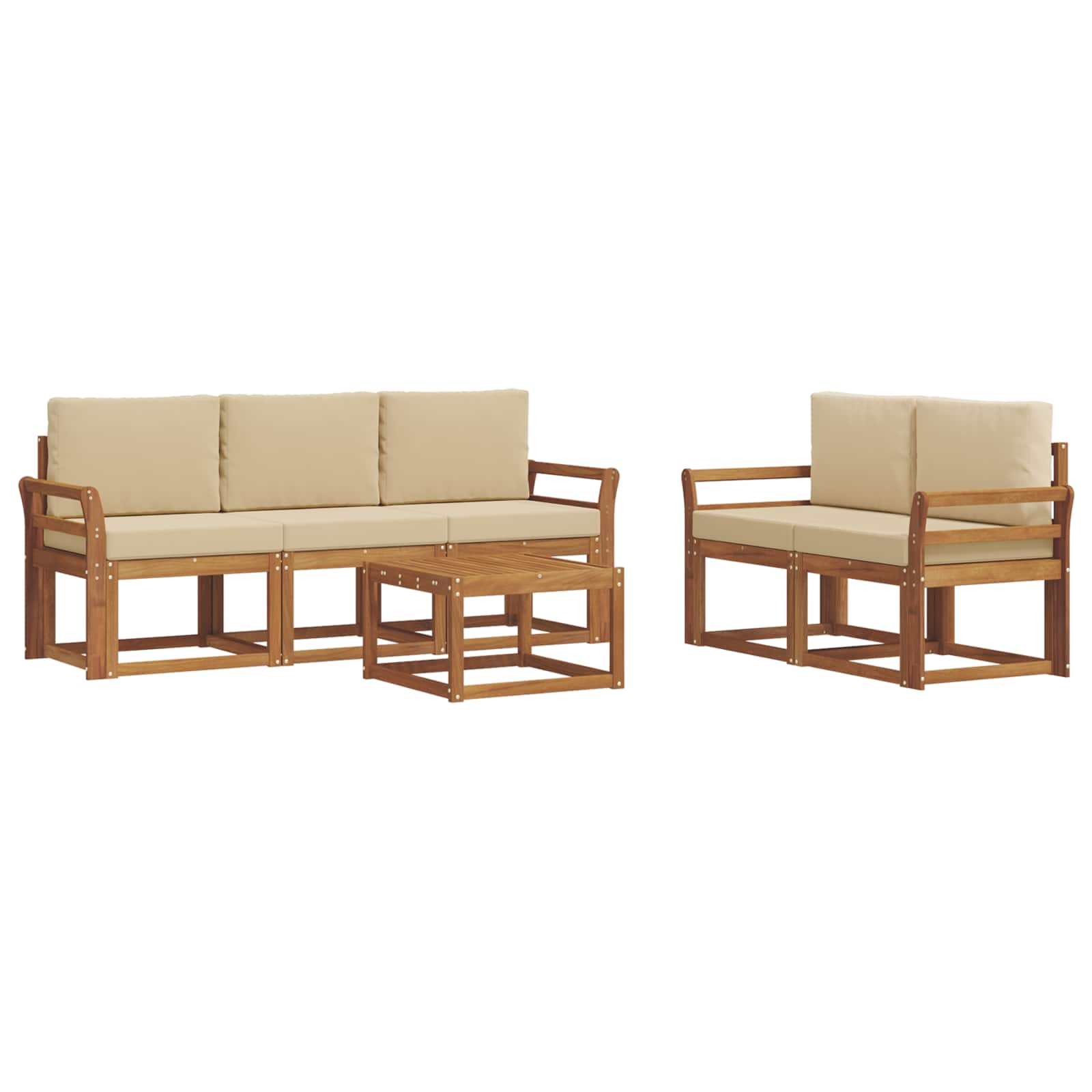 Outdoor-Sofagarnitur mit Kissen 6 pcs Natur und Beige