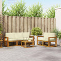 Outdoor-Sofagarnitur mit Kissen 6 pcs Natur und Creme