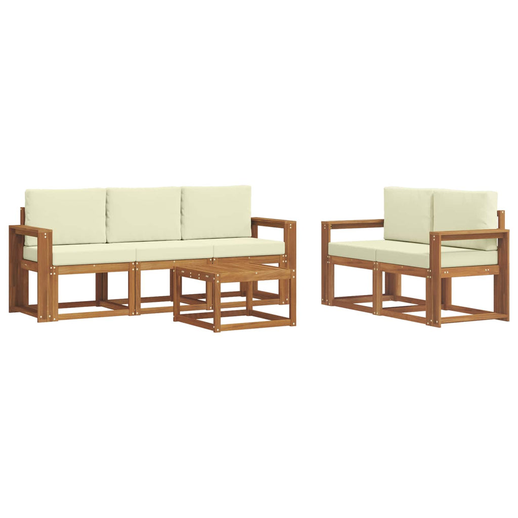 Outdoor-Sofagarnitur mit Kissen 6 pcs Natur und Creme