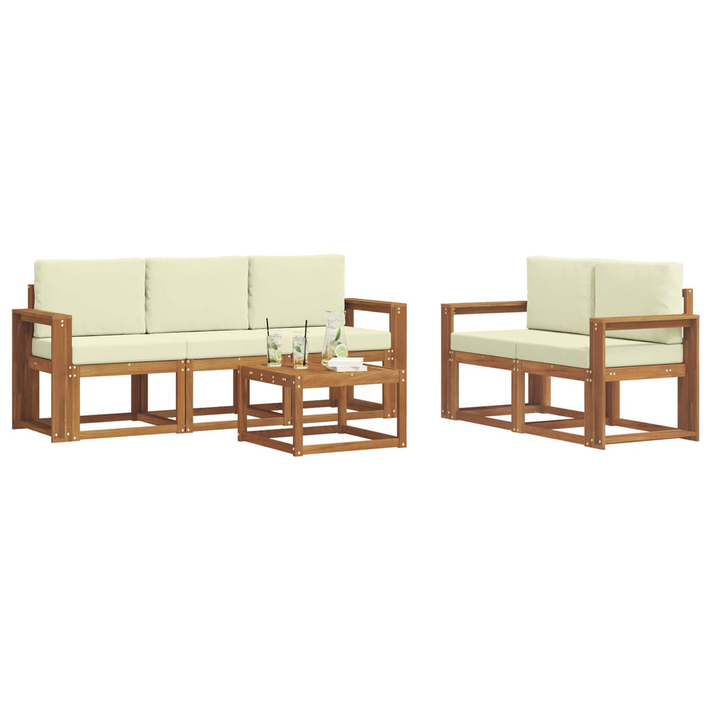 Outdoor-Sofagarnitur mit Kissen 6 pcs Natur und Creme