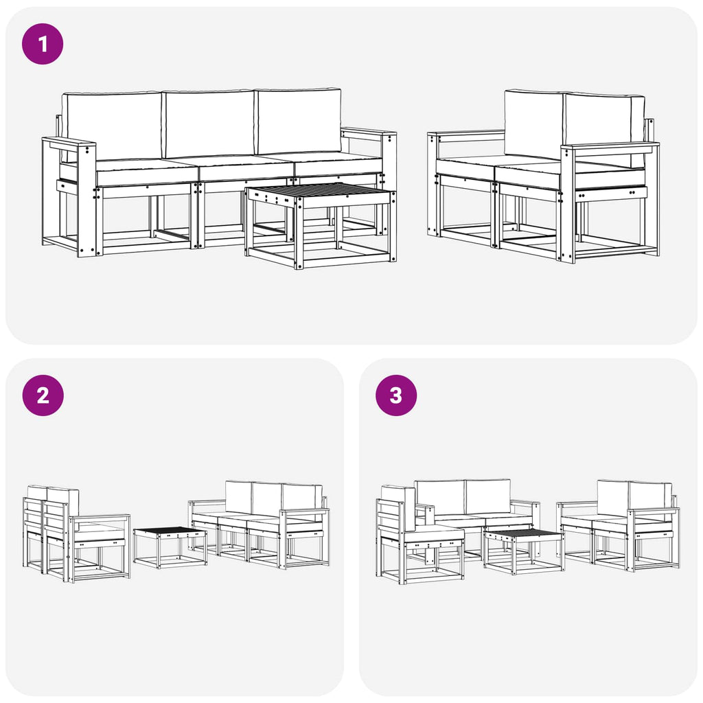 Outdoor-Sofagarnitur mit Kissen 6 pcs Natürlich und Hellgrau