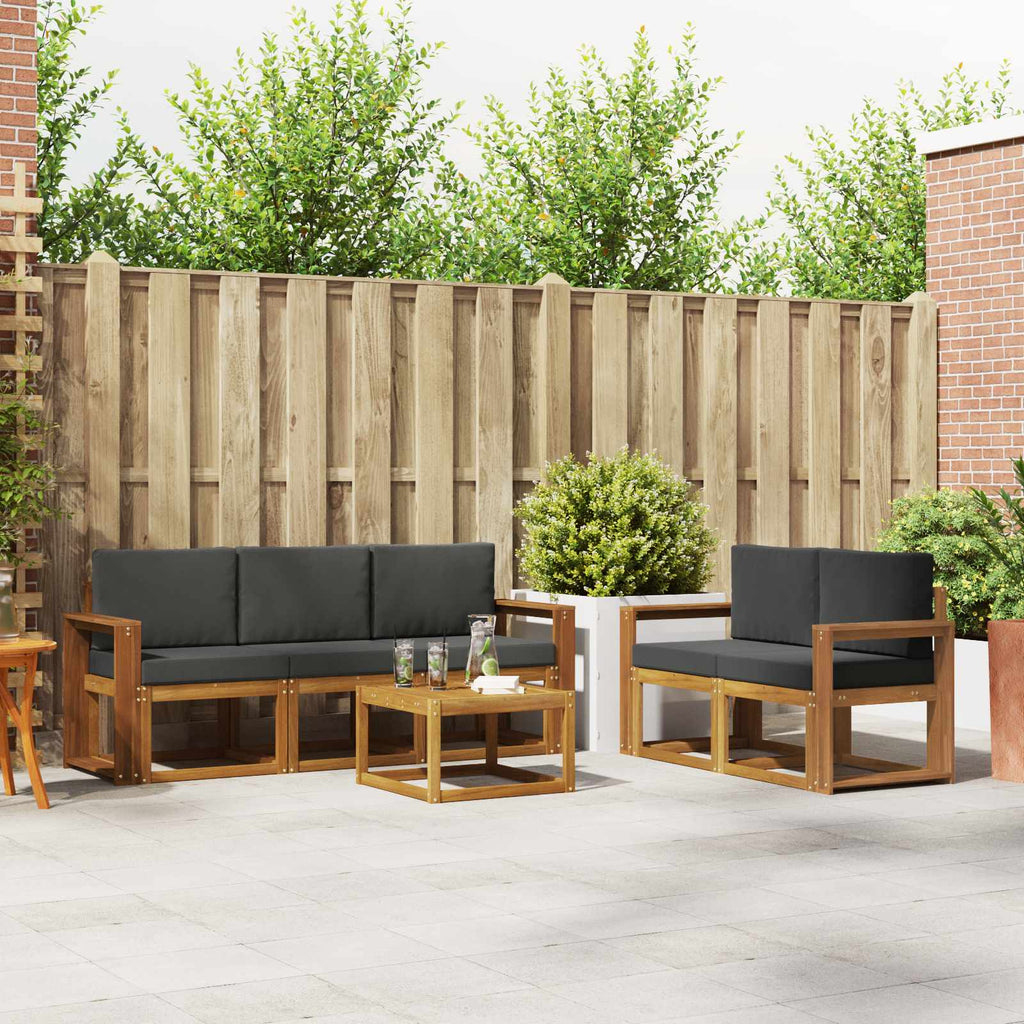 Outdoor-Sofagarnitur mit Kissen 6 pcs Natur und Anthrazit