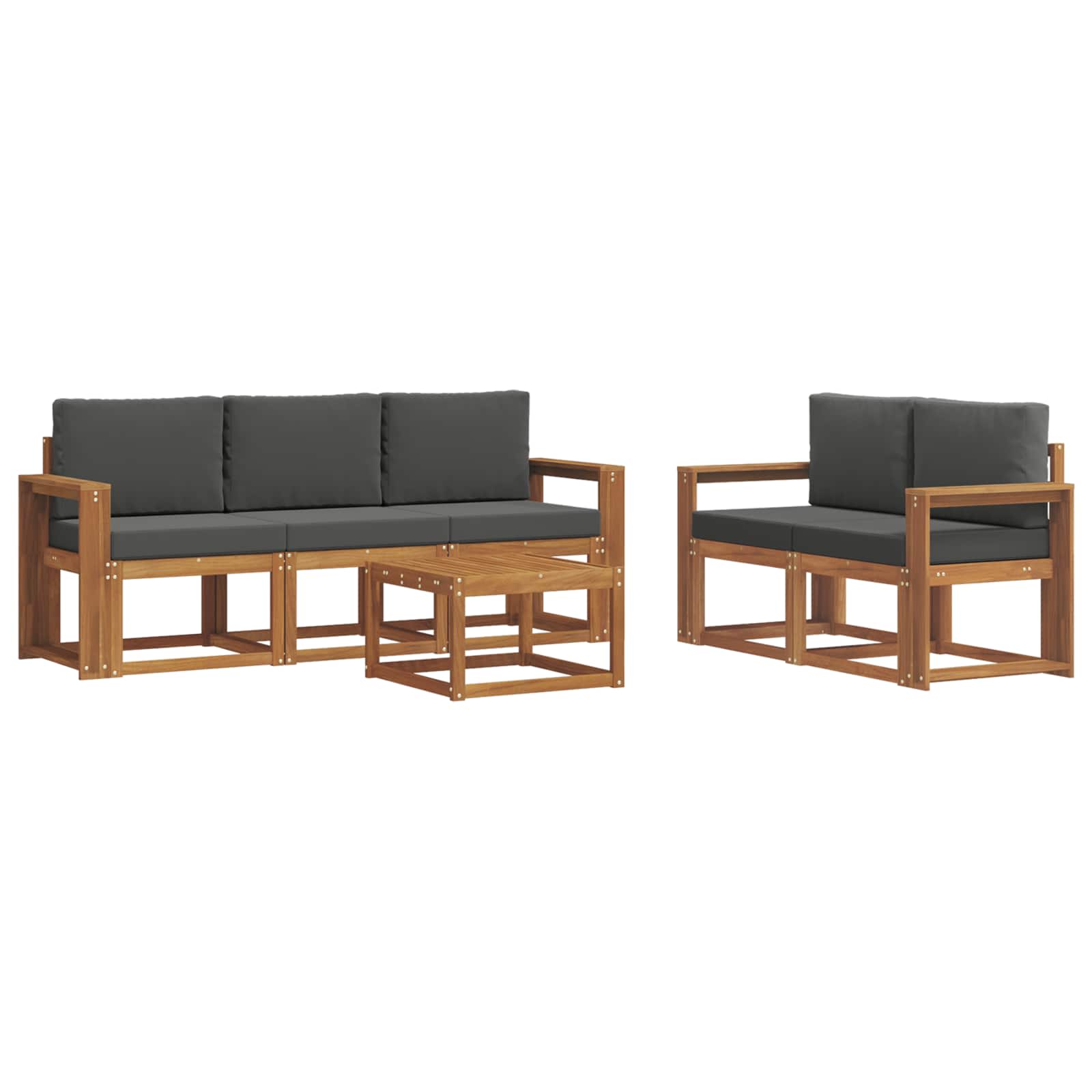 Outdoor-Sofagarnitur mit Kissen 6 pcs Natur und Anthrazit