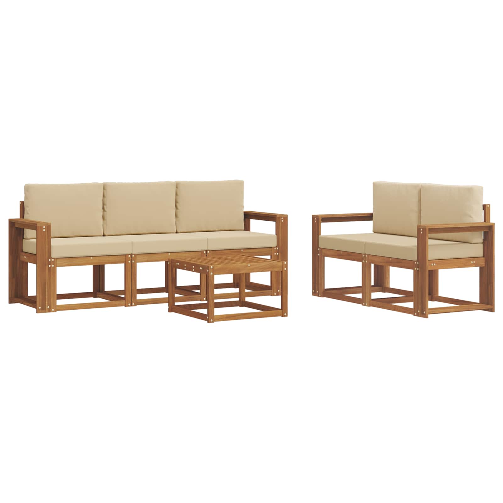 Outdoor-Sofagarnitur mit Kissen 6 pcs Natur und Beige
