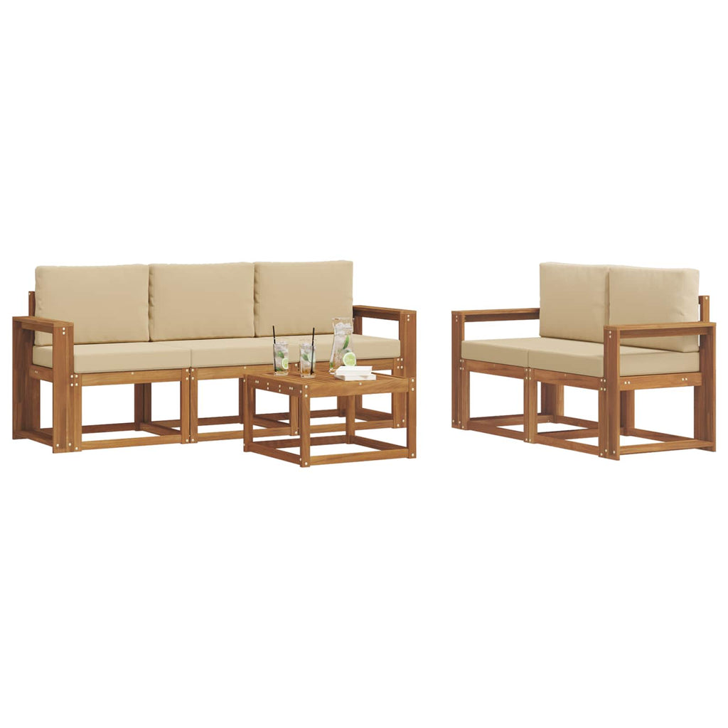 Outdoor-Sofagarnitur mit Kissen 6 pcs Natur und Beige