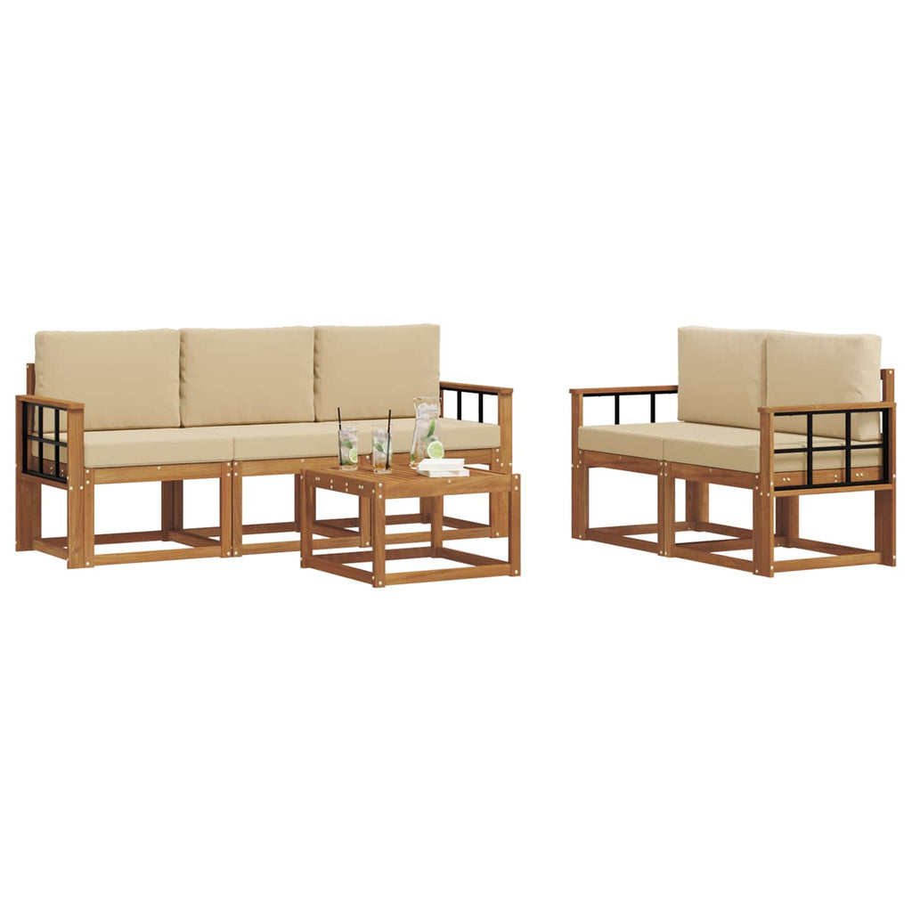 Outdoor-Sofagarnitur mit Kissen 6 pcs Natur und Beige