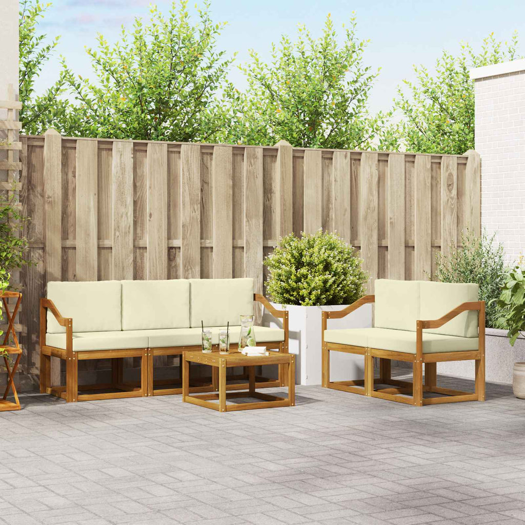 Outdoor-Sofagarnitur mit Kissen 6 pcs Natur und Creme