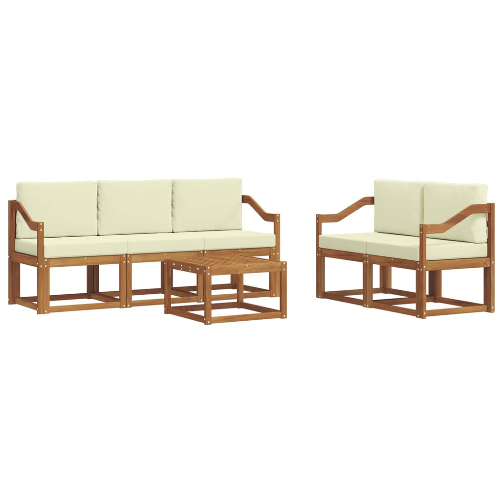 Outdoor-Sofagarnitur mit Kissen 6 pcs Natur und Creme