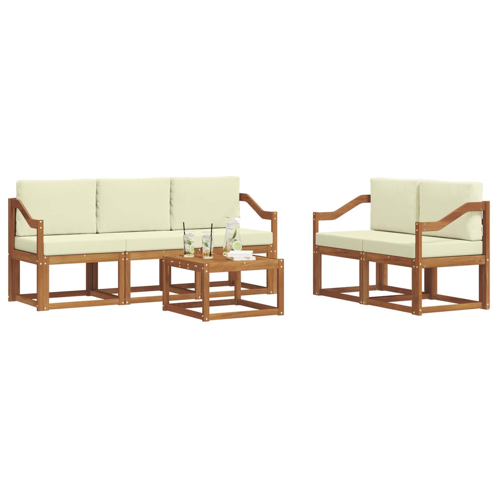 Outdoor-Sofagarnitur mit Kissen 6 pcs Natur und Creme