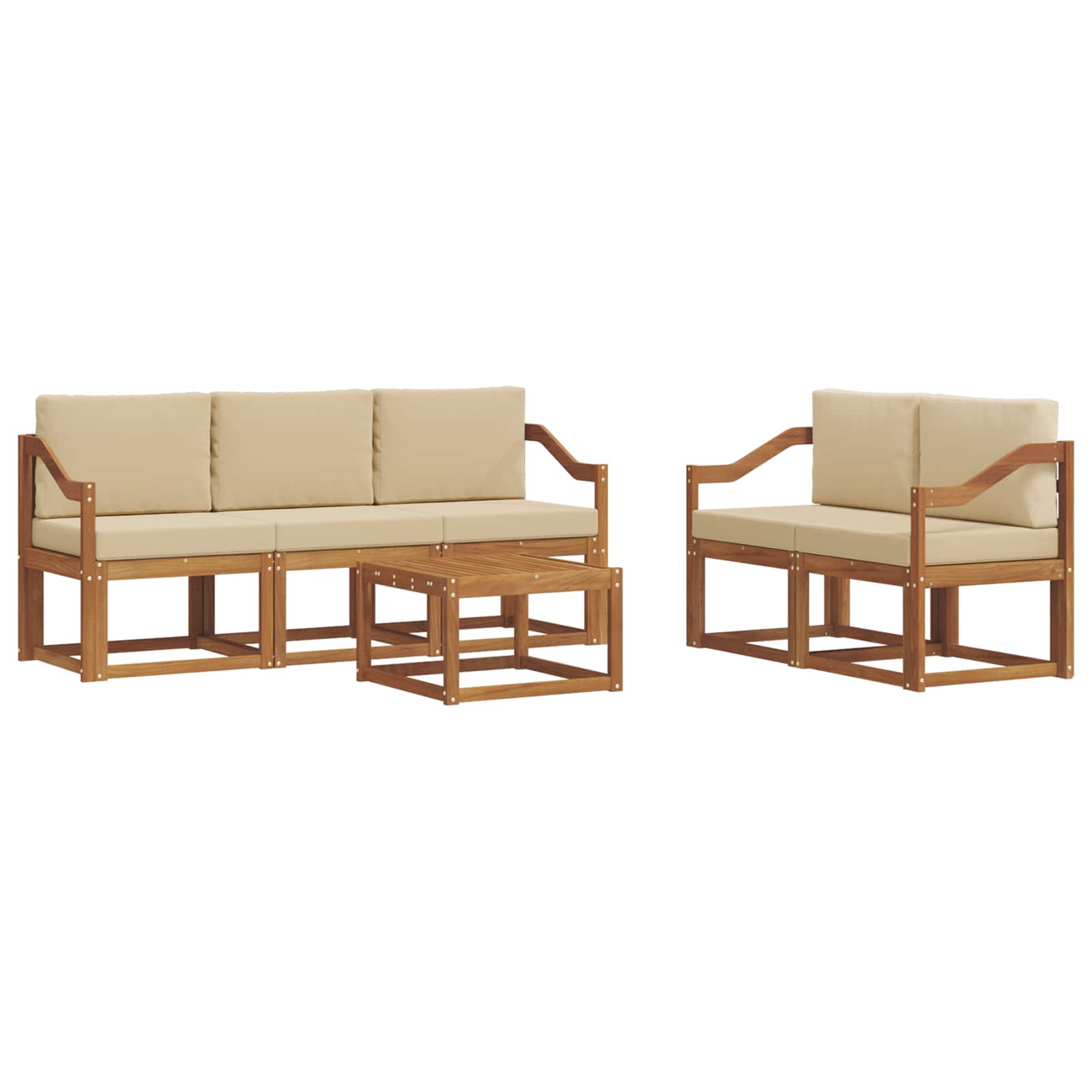 Outdoor-Sofagarnitur mit Kissen 6 pcs Natur und Beige