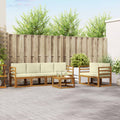 Outdoor-Sofagarnitur mit Kissen 7 pcs Natur und Creme