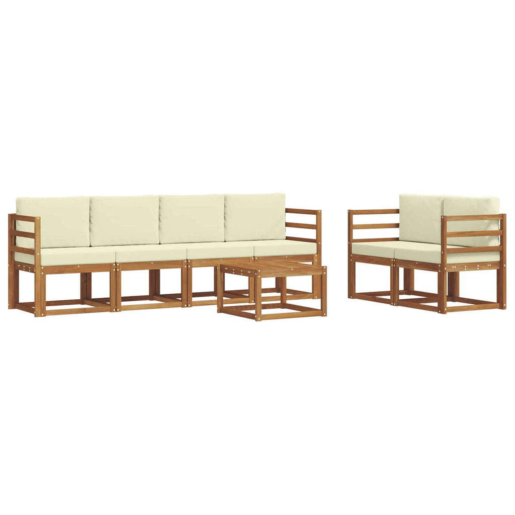 Outdoor-Sofagarnitur mit Kissen 7 pcs Natur und Creme