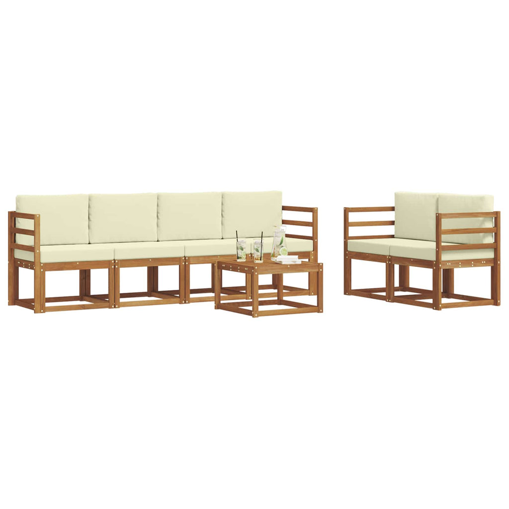 Outdoor-Sofagarnitur mit Kissen 7 pcs Natur und Creme