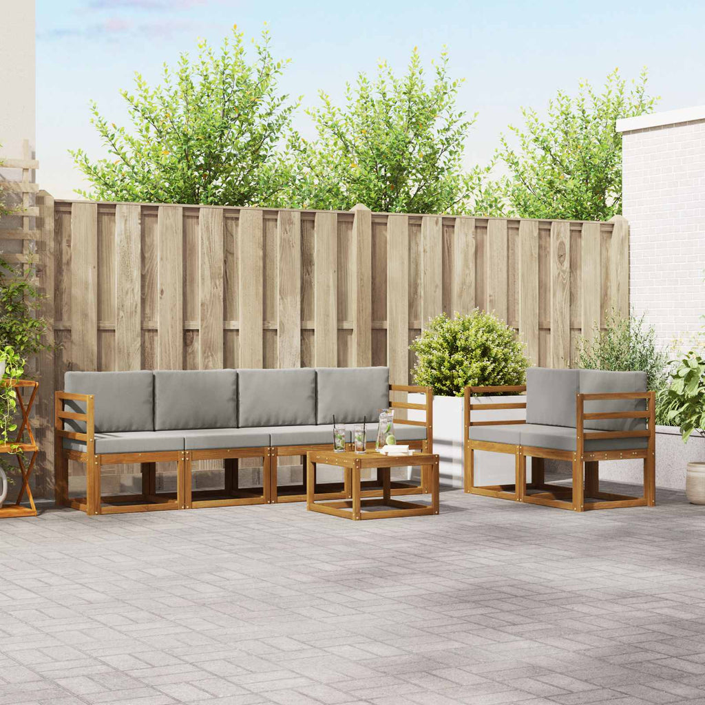 Outdoor-Sofagarnitur 7 pcs Natürlich und Hellgrau