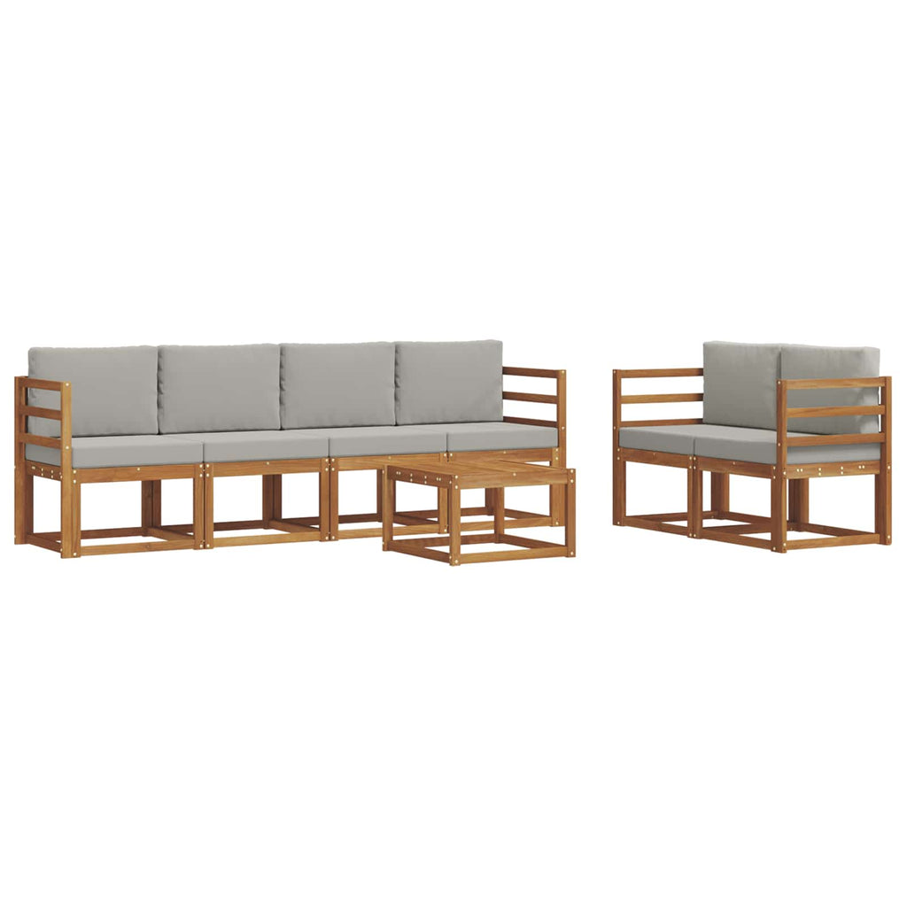 Outdoor-Sofagarnitur 7 pcs Natürlich und Hellgrau