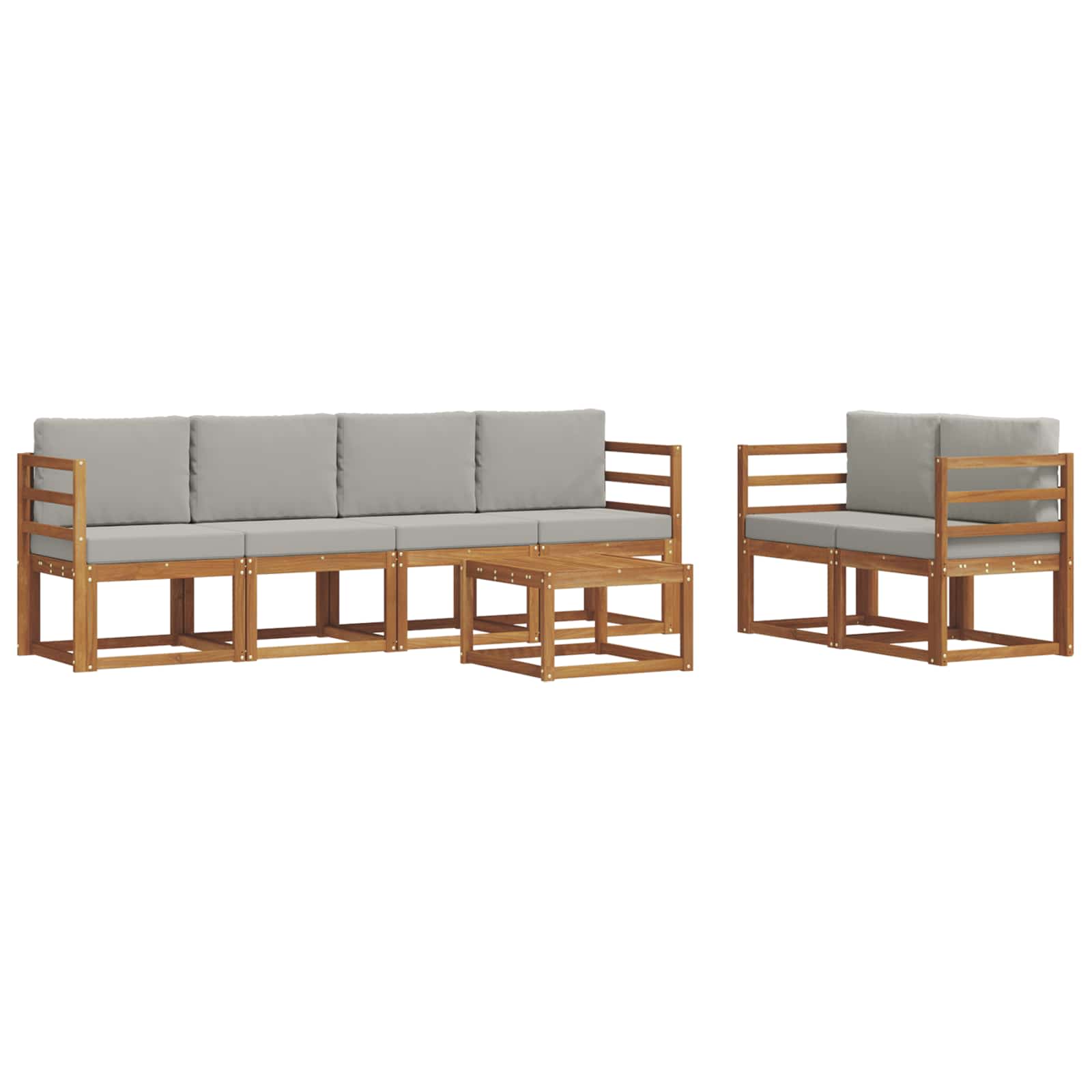 Outdoor-Sofagarnitur 7 pcs Natürlich und Hellgrau