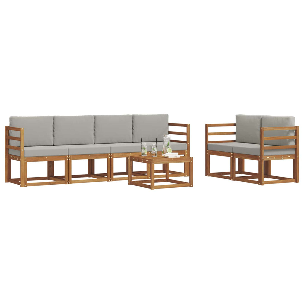 Outdoor-Sofagarnitur 7 pcs Natürlich und Hellgrau