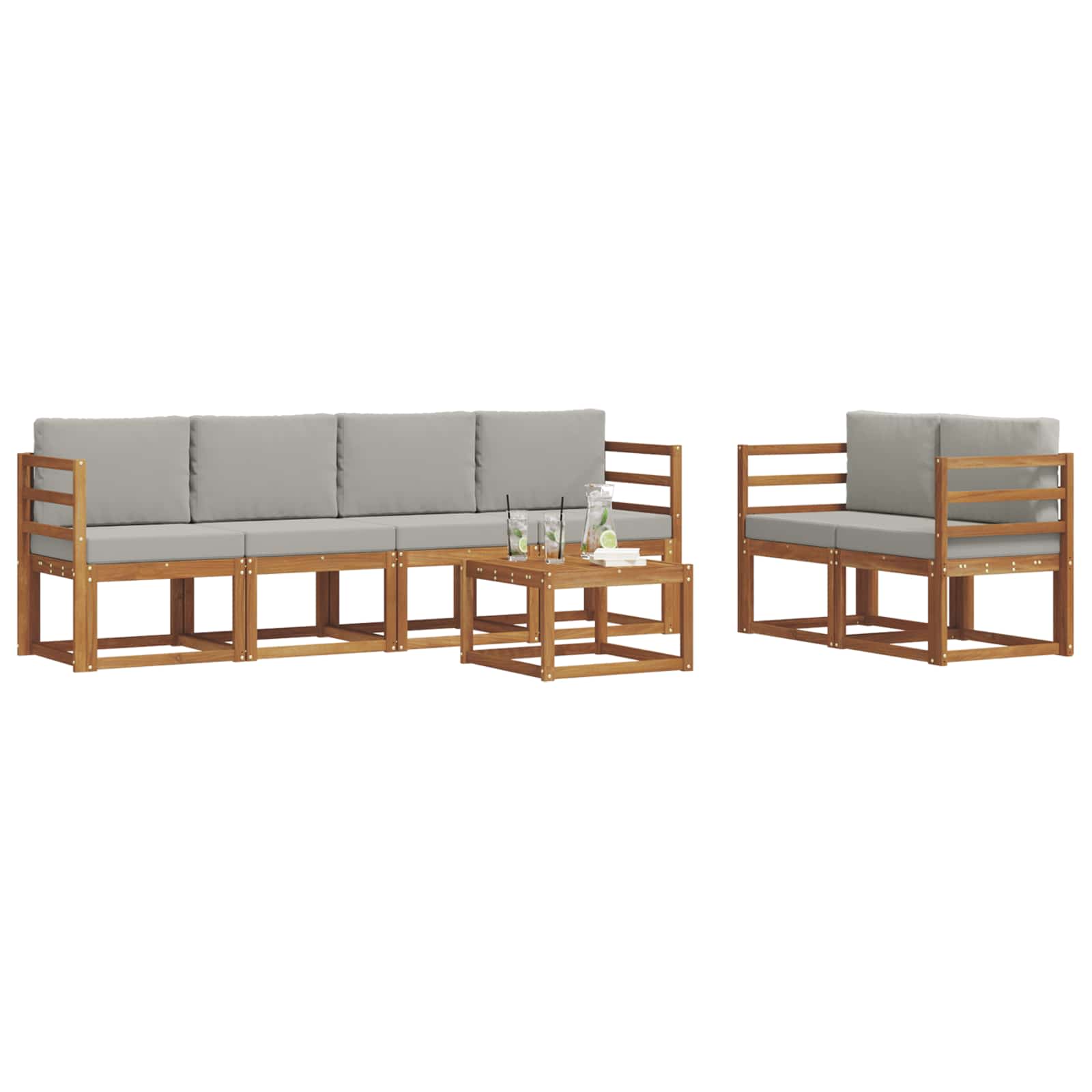Outdoor-Sofagarnitur 7 pcs Natürlich und Hellgrau