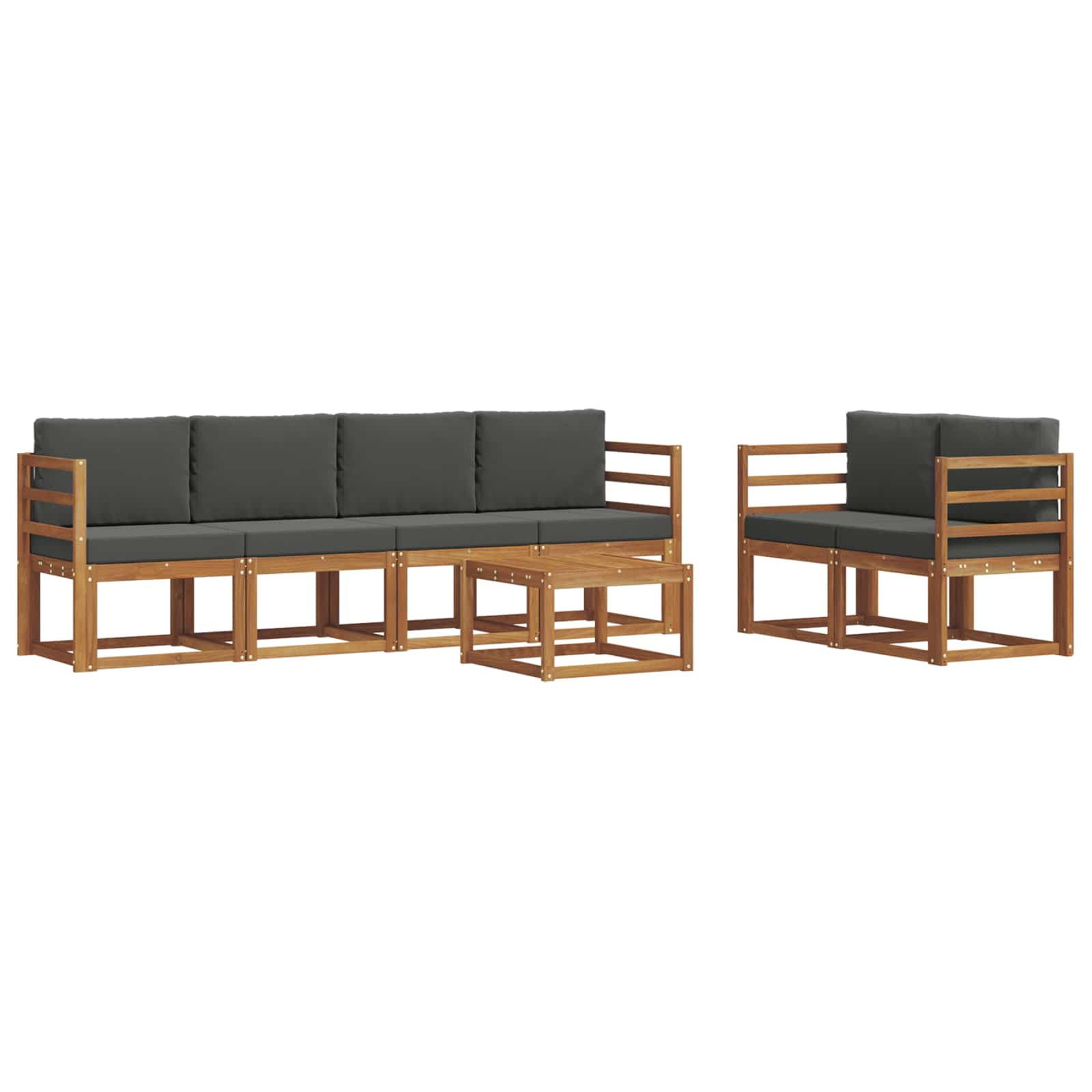 Outdoor-Sofagarnitur mit Kissen 7 pcs Natur und Anthrazit