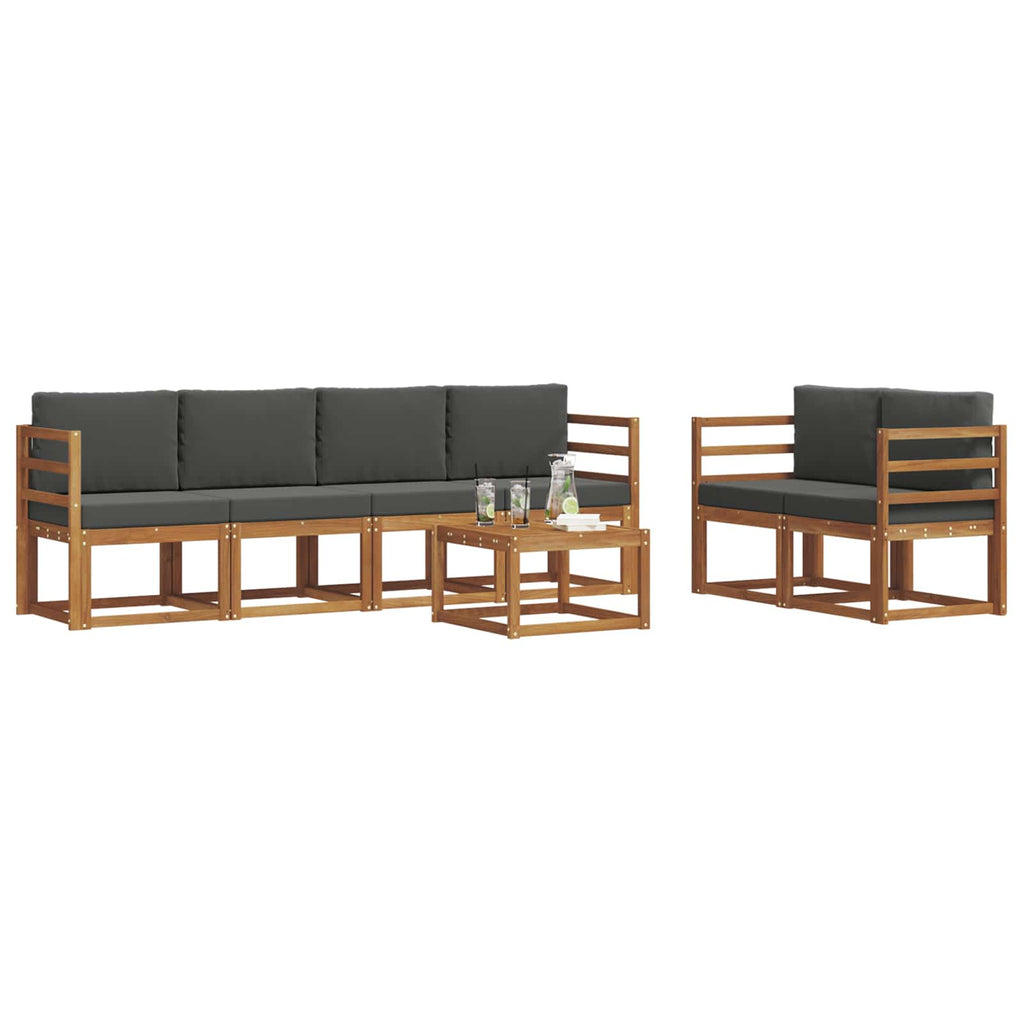 Outdoor-Sofagarnitur mit Kissen 7 pcs Natur und Anthrazit