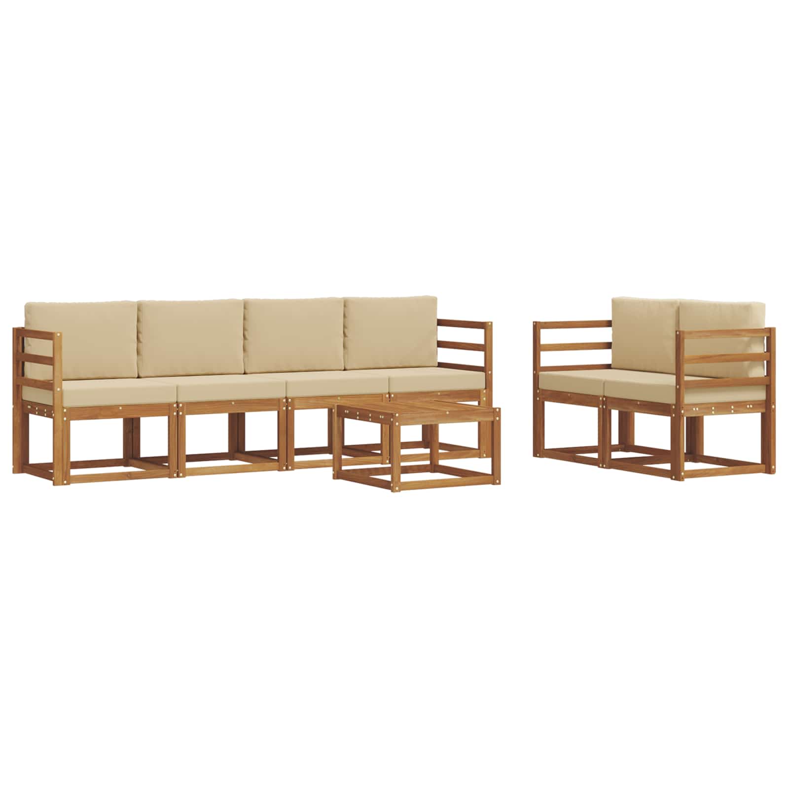 Outdoor-Sofagarnitur mit Kissen 7 pcs Natur und Beige
