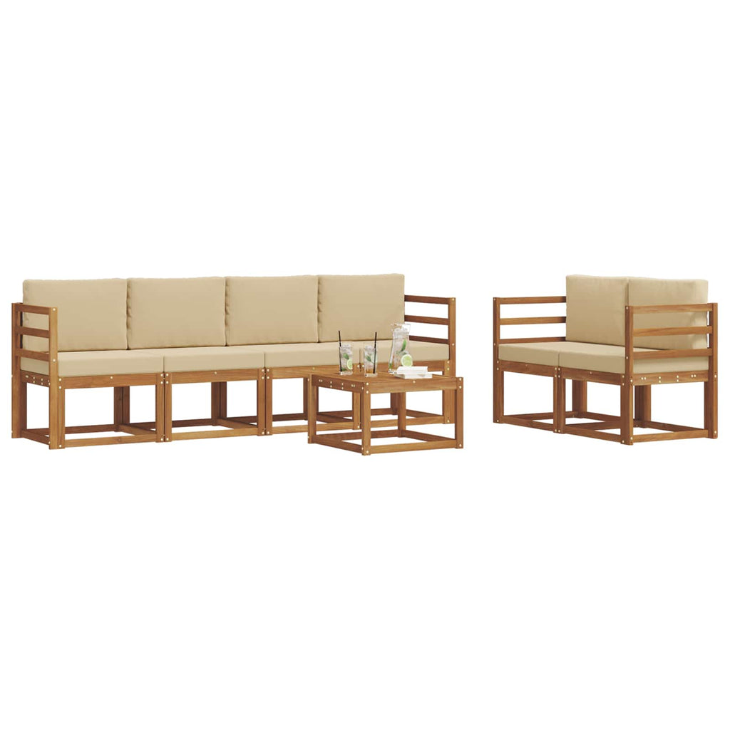 Outdoor-Sofagarnitur mit Kissen 7 pcs Natur und Beige