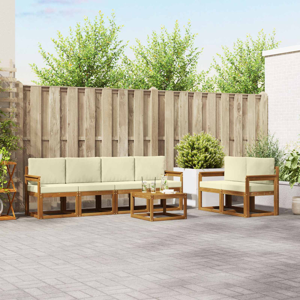 Outdoor-Sofagarnitur mit Kissen 7 pcs Natur und Creme