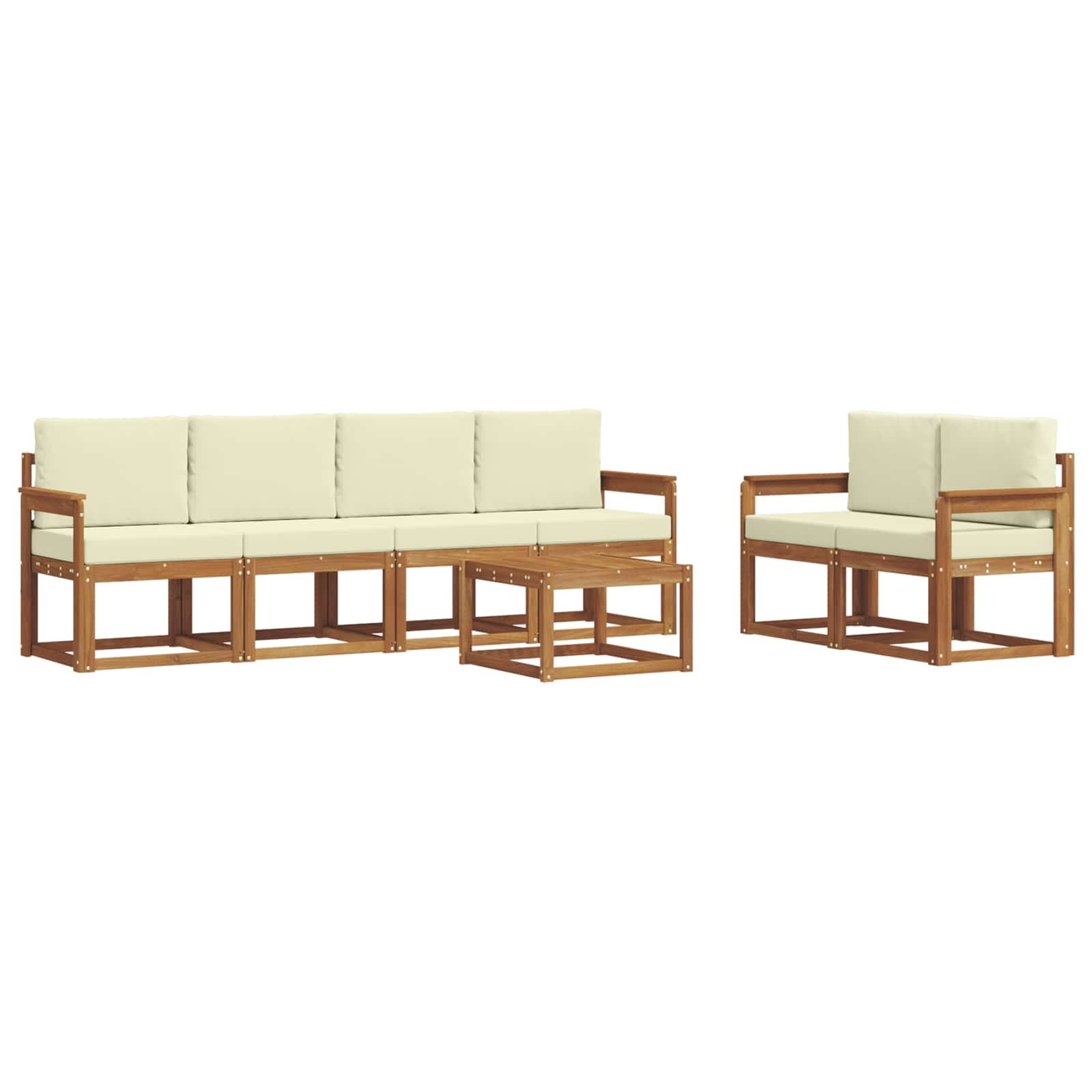 Outdoor-Sofagarnitur mit Kissen 7 pcs Natur und Creme