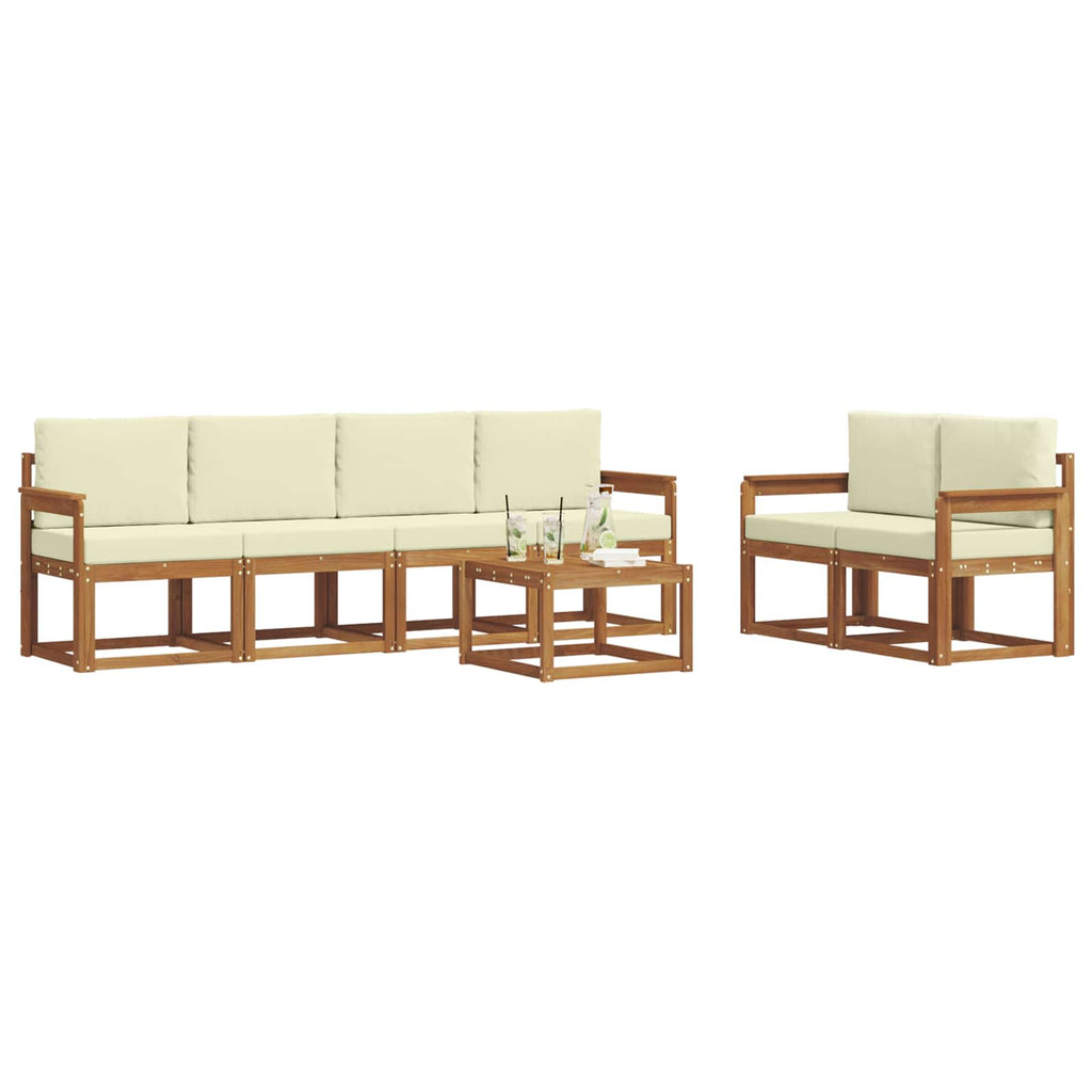 Outdoor-Sofagarnitur mit Kissen 7 pcs Natur und Creme