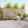 Outdoor-Sofagarnitur mit Kissen 7 pcs Natürlich und Hellgrau