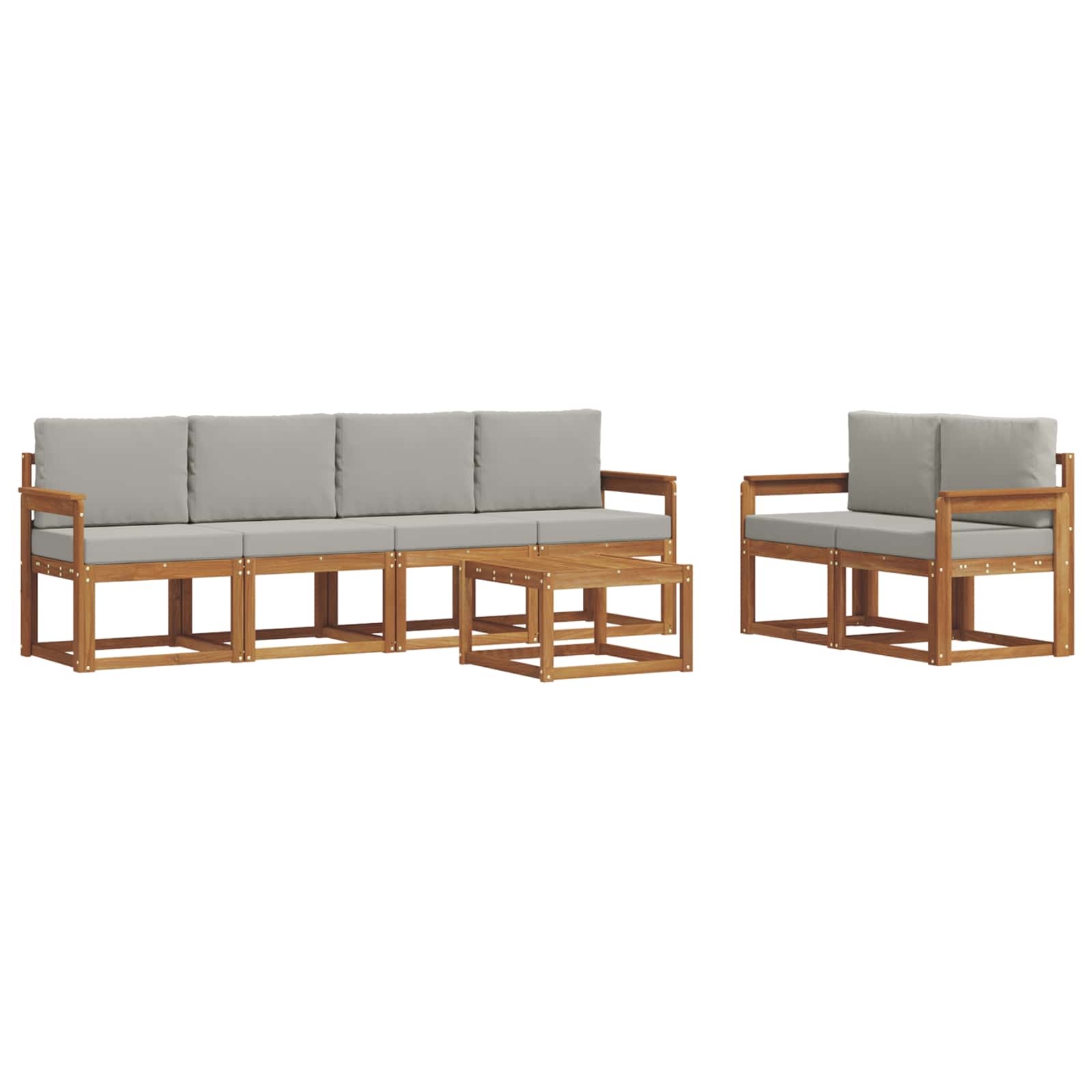 Outdoor-Sofagarnitur mit Kissen 7 pcs Natürlich und Hellgrau