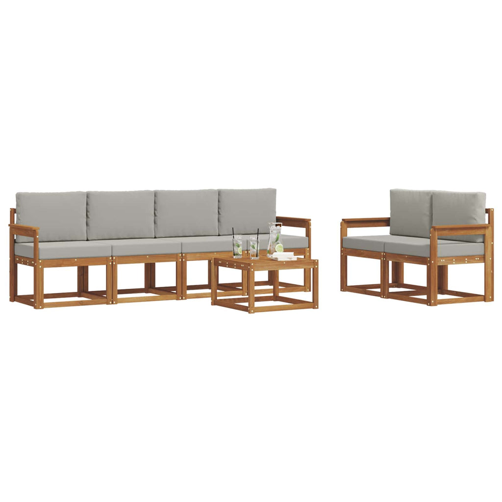 Outdoor-Sofagarnitur mit Kissen 7 pcs Natürlich und Hellgrau
