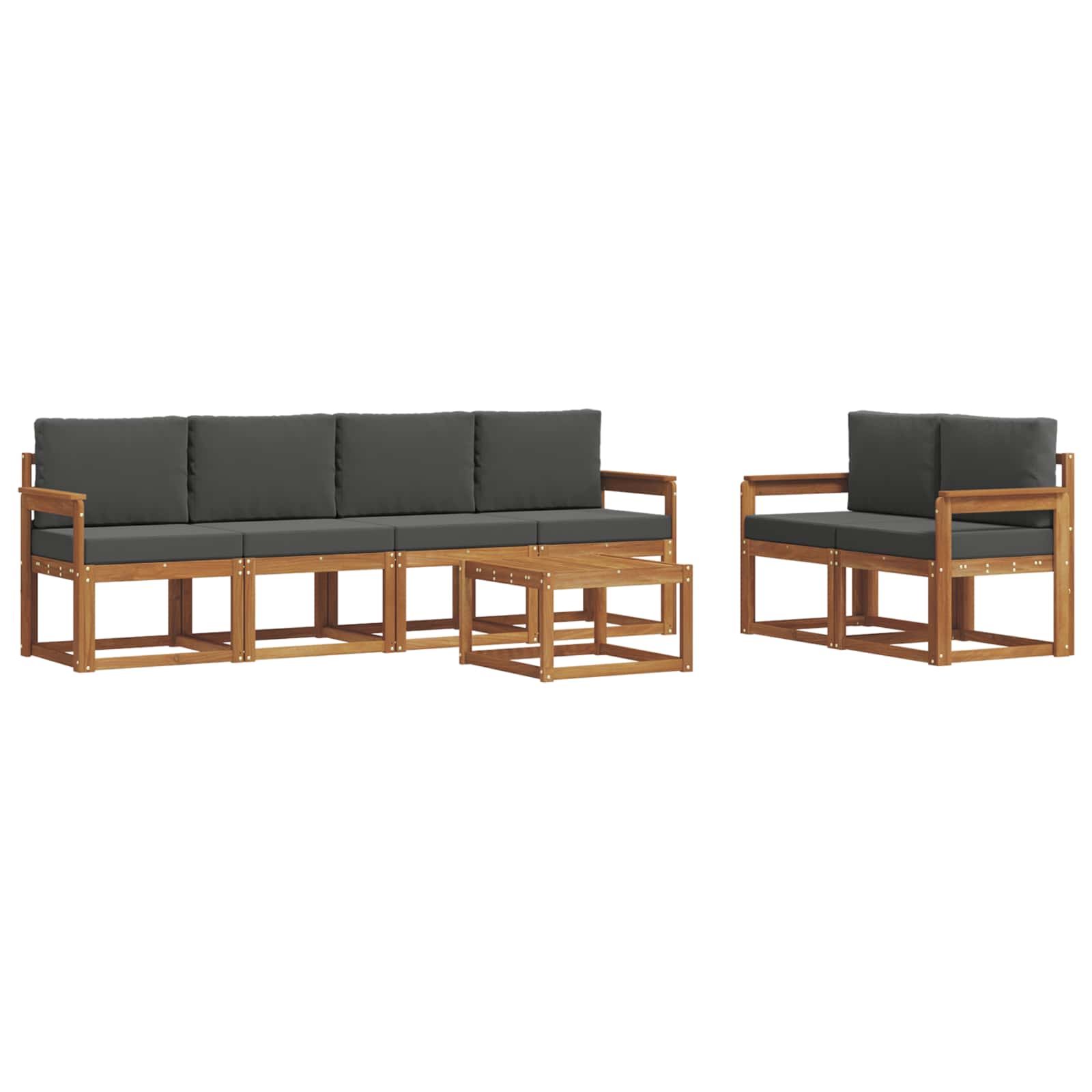 Outdoor-Sofagarnitur mit Kissen 7 pcs Natur und Anthrazit