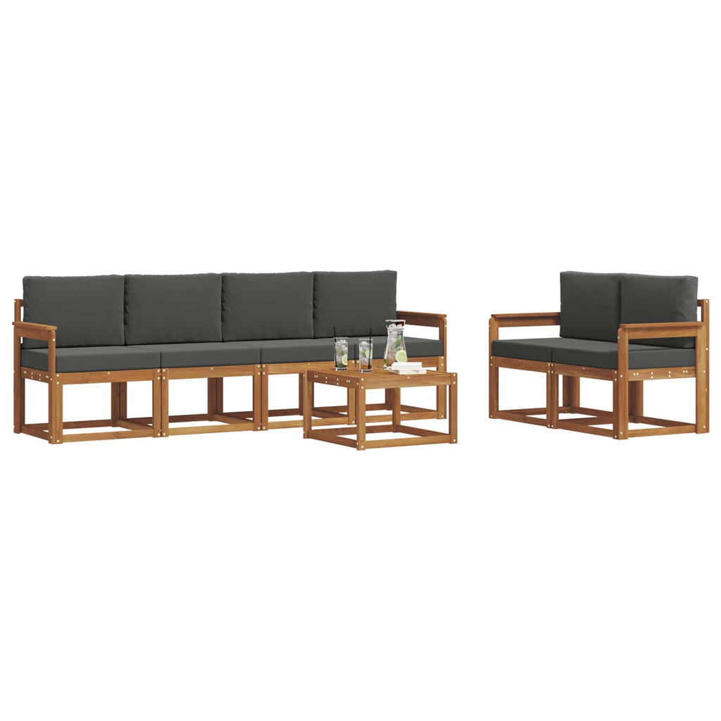 Outdoor-Sofagarnitur mit Kissen 7 pcs Natur und Anthrazit