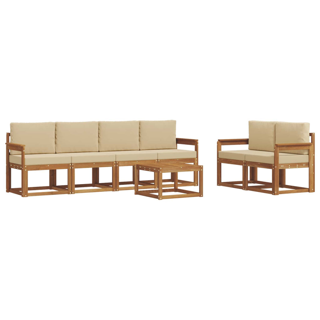 Outdoor-Sofagarnitur mit Kissen 7 pcs Natur und Beige