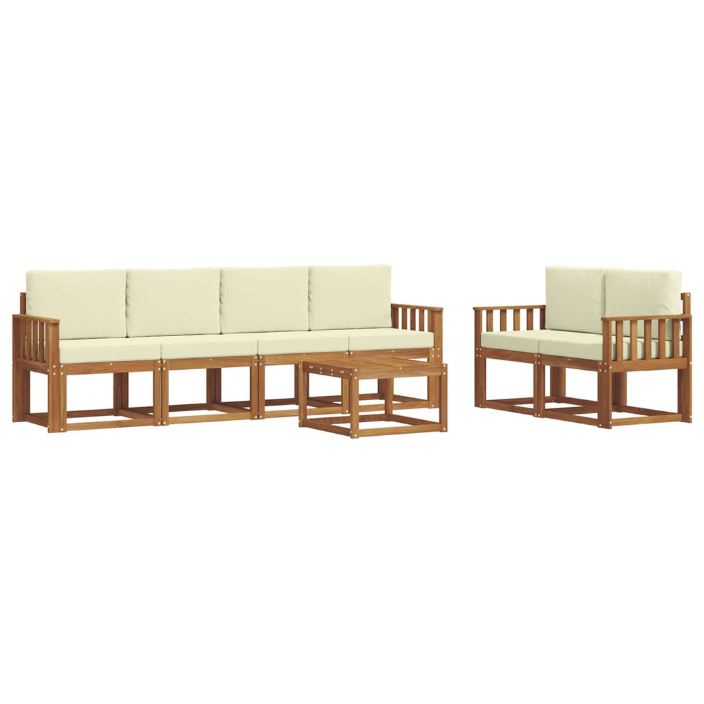 Outdoor-Sofagarnitur mit Kissen 7 pcs Natur und Creme