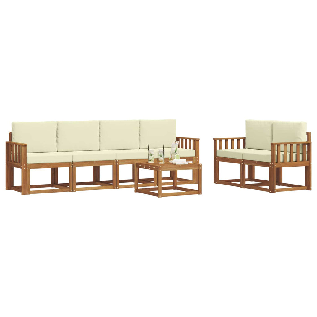 Outdoor-Sofagarnitur mit Kissen 7 pcs Natur und Creme