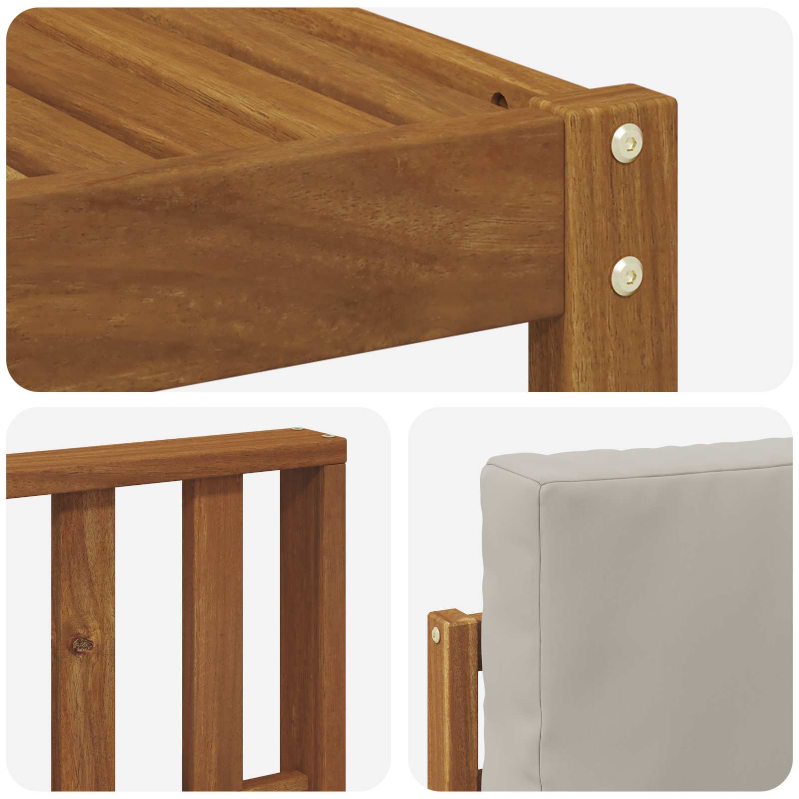 Outdoor-Sofagarnitur mit Kissen 7 pcs Natürlich und Hellgrau