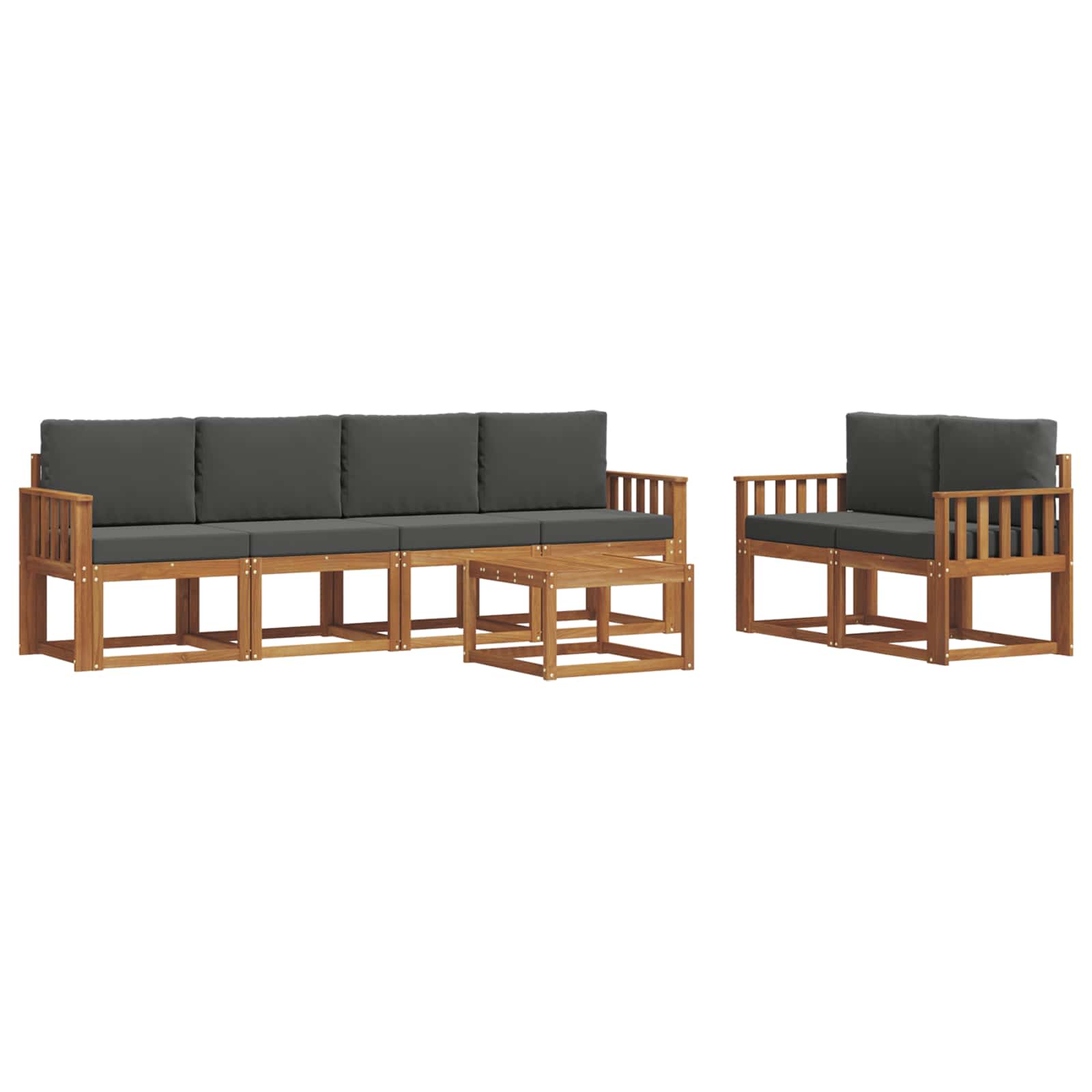Outdoor-Sofagarnitur mit Kissen 7 pcs Natur und Anthrazit