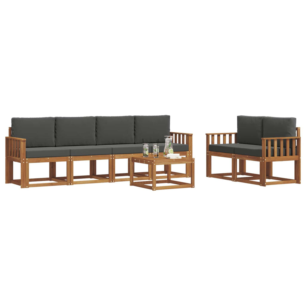 Outdoor-Sofagarnitur mit Kissen 7 pcs Natur und Anthrazit