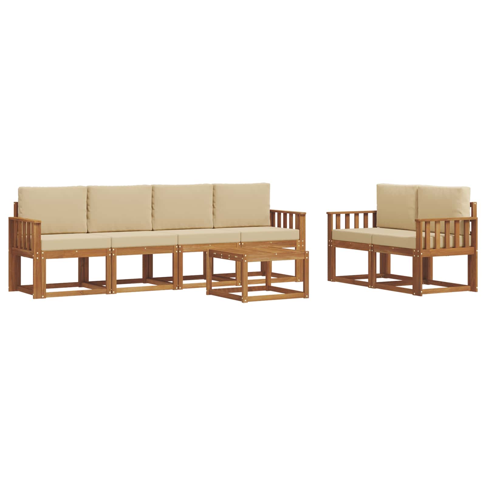 Outdoor-Sofagarnitur mit Kissen 7 pcs Natur und Beige