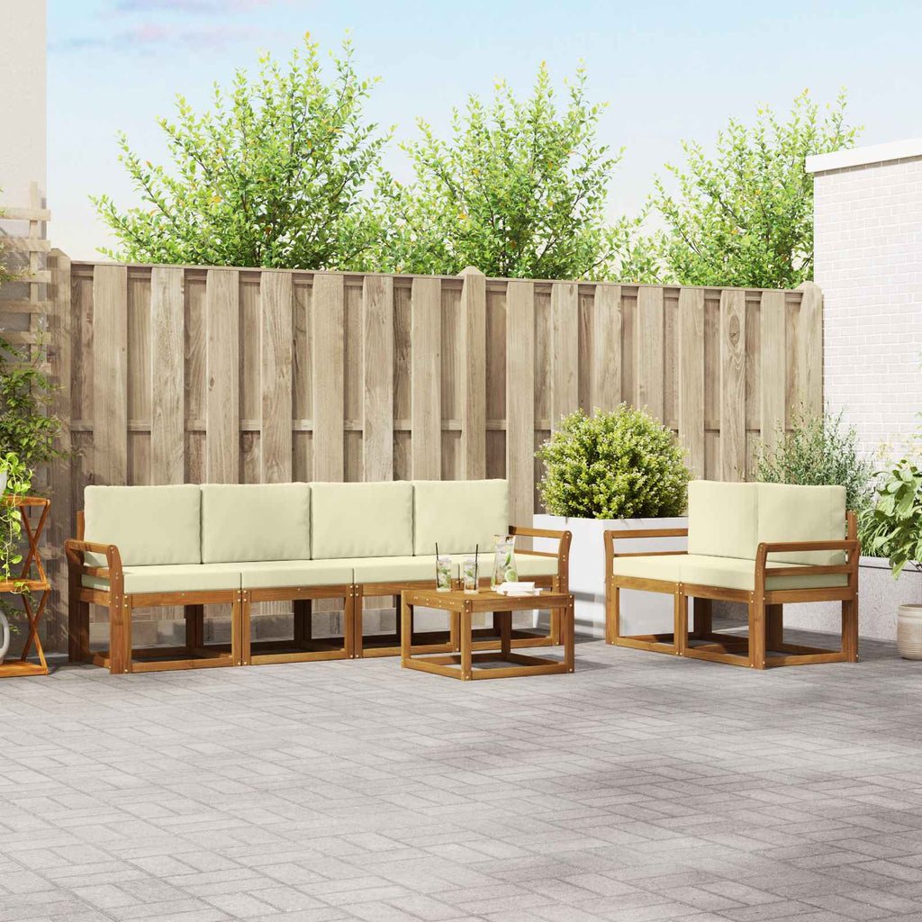 Outdoor-Sofagarnitur mit Kissen 7 pcs Natur und Creme