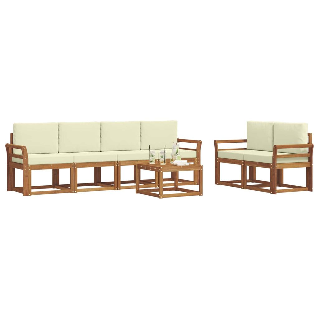 Outdoor-Sofagarnitur mit Kissen 7 pcs Natur und Creme