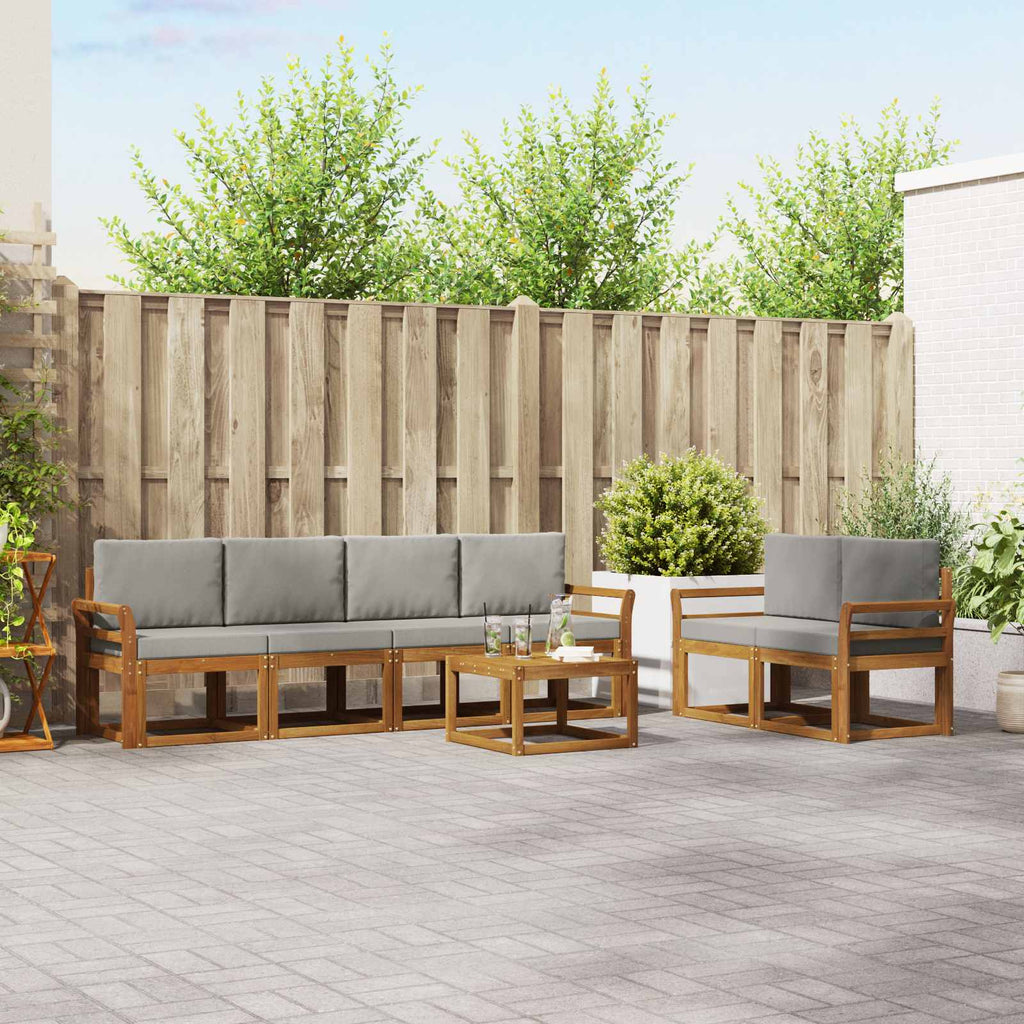 Outdoor-Sofagarnitur mit Kissen 7 pcs Natürlich und Hellgrau