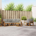 Outdoor-Sofagarnitur mit Kissen 7 pcs Natürlich und Hellgrau