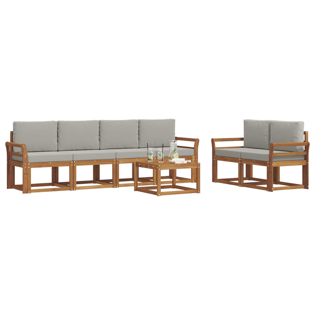 Outdoor-Sofagarnitur mit Kissen 7 pcs Natürlich und Hellgrau